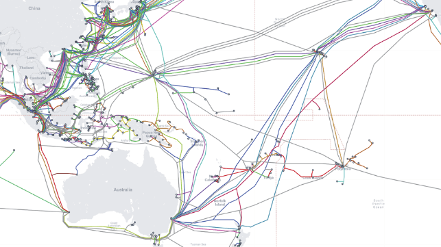 Submarine cable chart for the Pacific