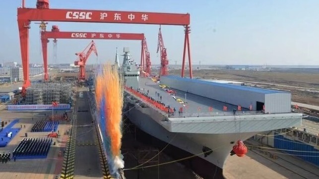 Launch of the Type 076 amphib, Sichuan, Dec. 27 (Chinese social media)