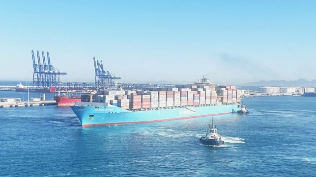 Maersk vessel arriving in port