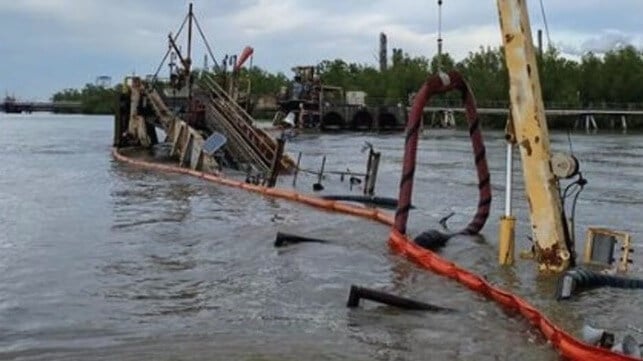 Collapsed refinery dock