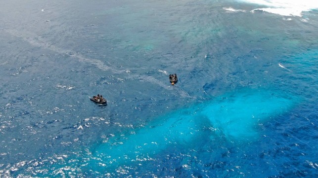 HMNZS Manawanui's wreck site off Samoa in the days after the sinking (NZDF)