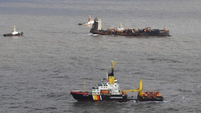 burnt-out containership